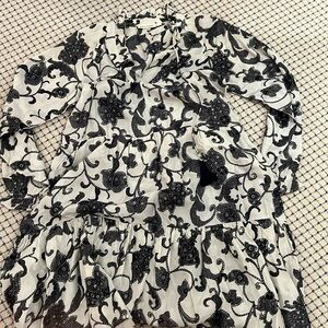 Roller rabbit silk tunic style dress navy and white